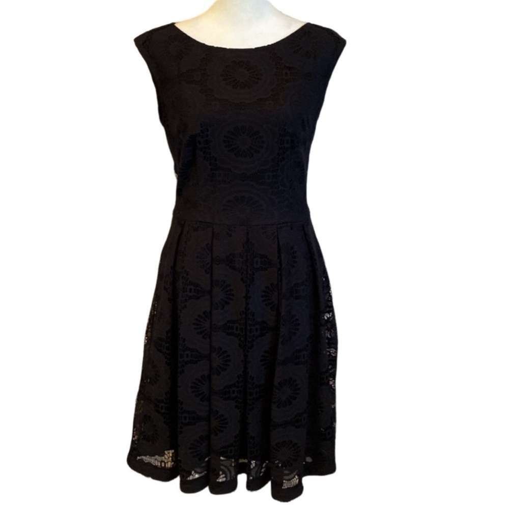 New York & Company sleeveless party dress. Size 4. Black with lace overlay.